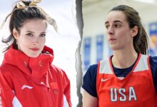 Eileen Gu and Caitlin Clark sit together at Milan Fashion Week