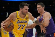 Luka Doncic and Lakers lose third straight on Royce O’Neale’s three