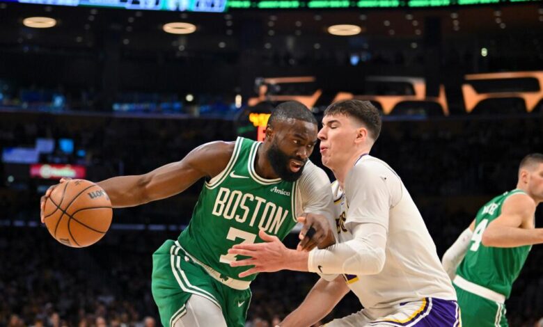 With Pat Riley watching, Lakers routed by Celtics in rivalry game