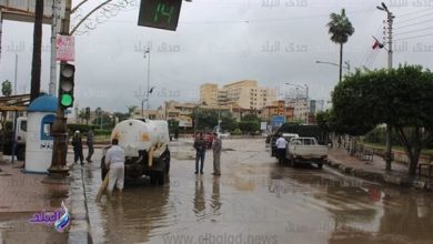 كفرالشيخ .. أمطار غزيرة تؤثر على حركة السير بالطريق الساحلي الدولي