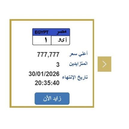 سعرها تخطى 750 ألف جنيه.. مزايدة نارية على لوحة سيارة مميزة – الأسبوع 1 elaosboa15372
