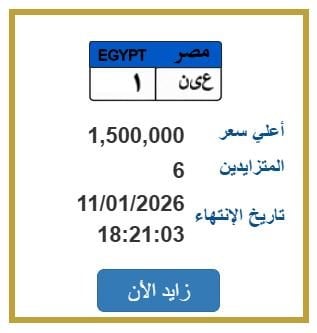 اقتربت من 2 مليون جنيه.. مزايدة على لوحة سيارة مميزة 1 elaosboa76951