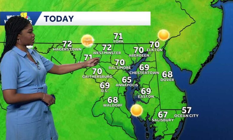 Sunny Today, Fog Morning, Then Cooler Rain Midweek in Baltimore