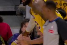 LeBron James rushes to young fan after Lakers playoff hit
