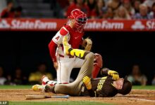 Cronenworth survives jaw-hit by 96mph pitch as Padres beat Angels 4-1