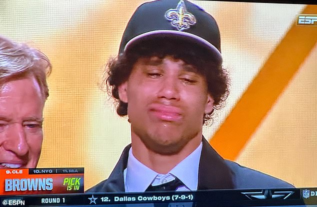 Saints Draft Pick Jordyn Tyson Breaks Down After No. 8 Selection