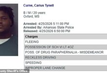 Ole Miss lineman Carius Curne arrested in Arkansas on multiple charges