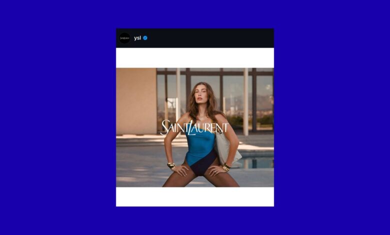 Hailey Bieber’s Tangerine Moment: Saint Laurent’s Retro-Cinematic Pull