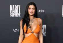 Kylie Jenner Gets Cozy in Khy Micro Miniskirt & Cropped Crew Neck