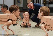 Robot dog exhibit in Berlin turns “Musk” and “Zuckerberg” into art
