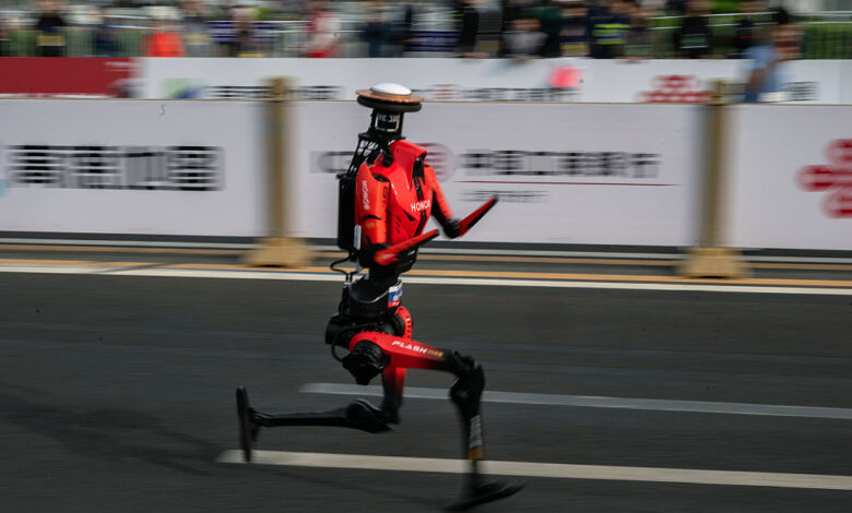 Humanoid robots beat human records at Beijing half-marathon