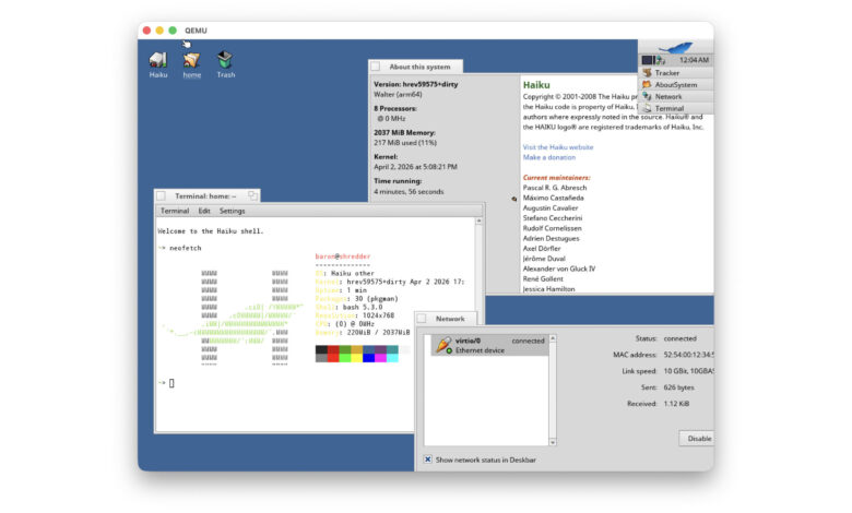 Haiku heads to ARM: now you can boot it in QEMU