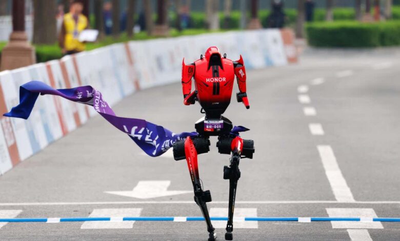 Humanoid robots sprint past rivals in 100-metre race