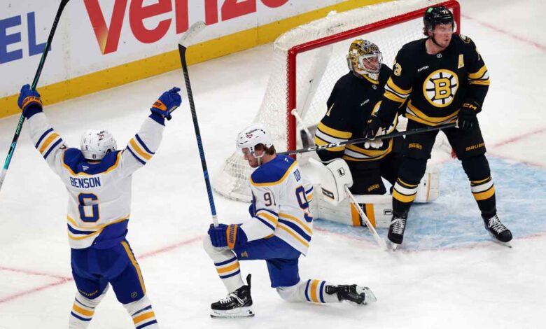 Sabres four-goal burst sinks Bruins as series swings