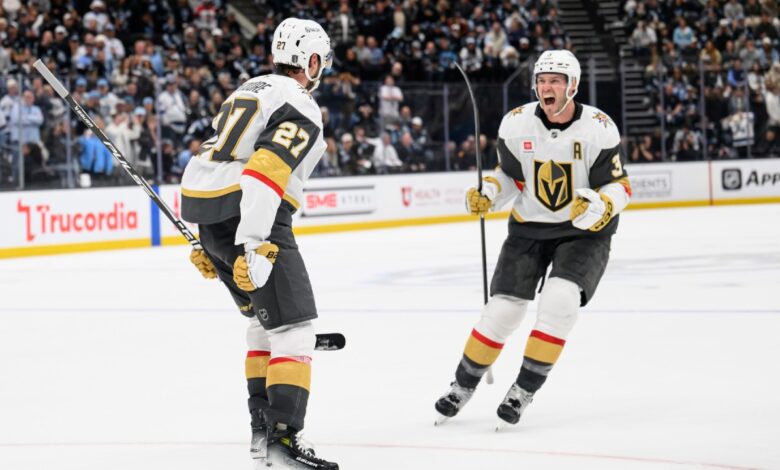 Theodore’s OT strike ties Golden Knights–Mammoth series