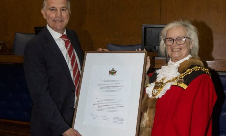 Parkinson becomes Freeman of Wrexham County Borough