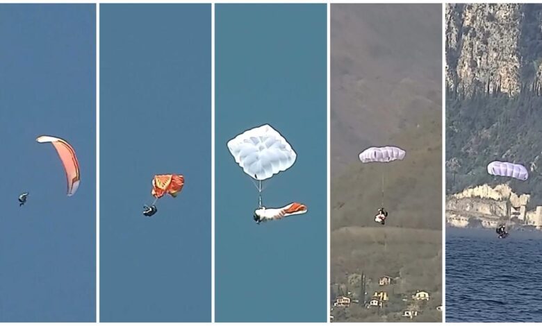 La vela del parapendio si attorciglia: terrore a 900 metri d’altezza