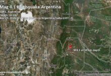 Moderate magnitude 4.1 earthquake 31 km southeast of Tartagal, Argentina