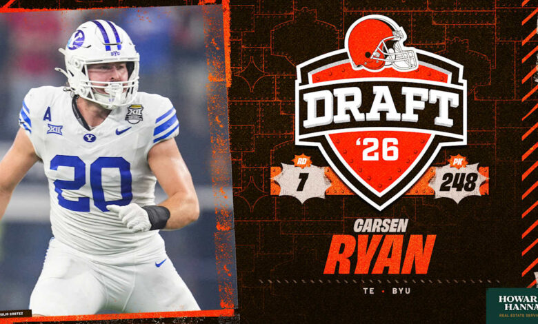 Browns select TE Carsen Ryan with the No. 248 pick in the 2026 NFL Draft