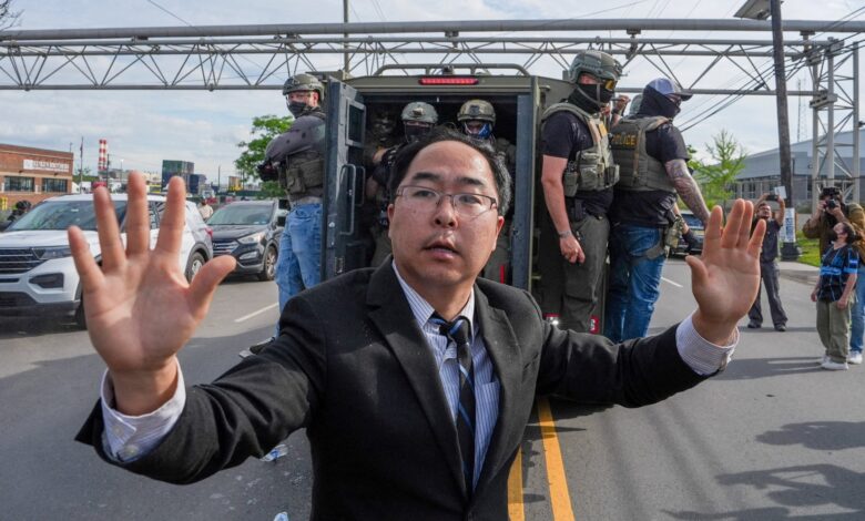 US Senator Andy Kim hit by pepper spray outside ICE US Senator Andy Kim hit by pepper spray outside ICE