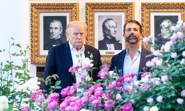 Trump skips Don Jr. wedding, posts AI memes instead Trump skips Don Jr. wedding, posts AI memes instead