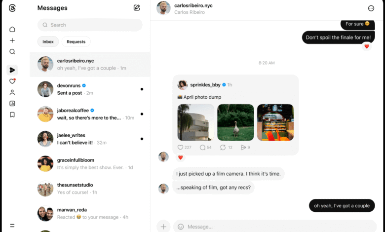 Threads is finally getting DMs on the web