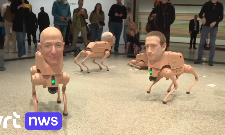 Kunstenaar bekritiseert macht techmiljardairs met schijtende robothonden