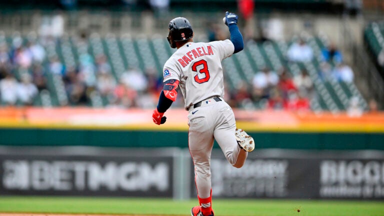 Rafaela homers and drives in four runs as the Red Sox rout the Tigers 10-3