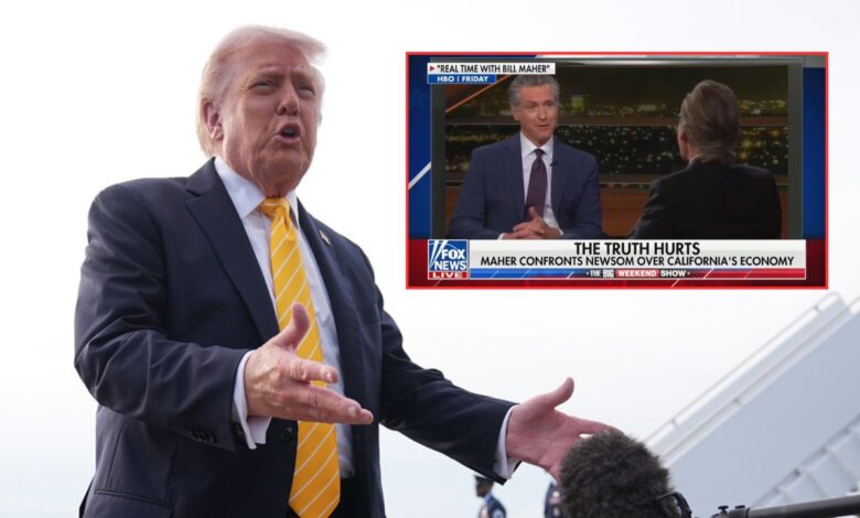 Trump Rips Bill Maher Again for Getting 'Eaten Up' by Newsom
