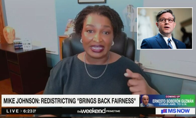 Abrams slams Johnson for celebrating Jim Crow return