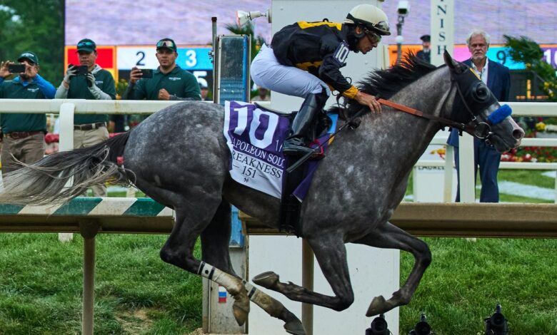 Napoleon Solo wins Preakness after late surge at Laurel