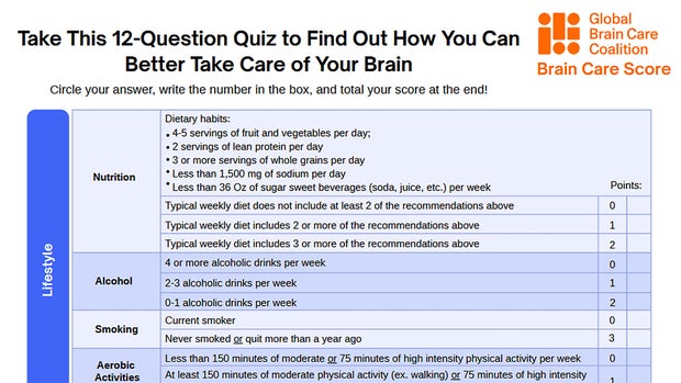 Brain Care Score Aims to Cut Dementia Risk Brain Care Score Aims to Cut Dementia Risk