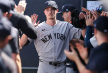 Max Fried hands out Yankees Mandalorian bobblehead