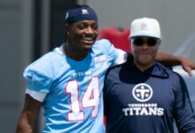 Carnell Tate settles for No. 14 with Titans
