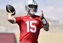 Raiders rookie Fernando Mendoza adjusts under center