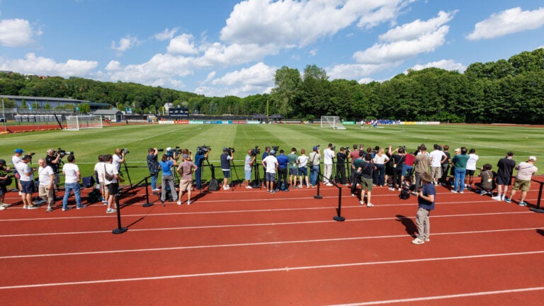 France’s World Cup debut practice at Bentley draws fans France’s World Cup debut practice at Bentley draws fans