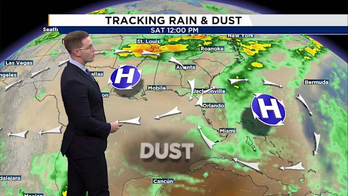 Heat rises Saturday as Saharan dust limits storms