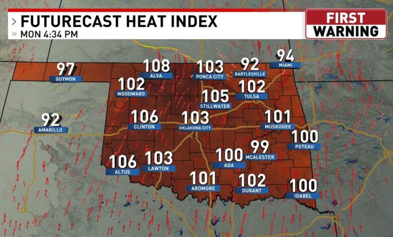 Oklahoma moves from rain into oppressive heat