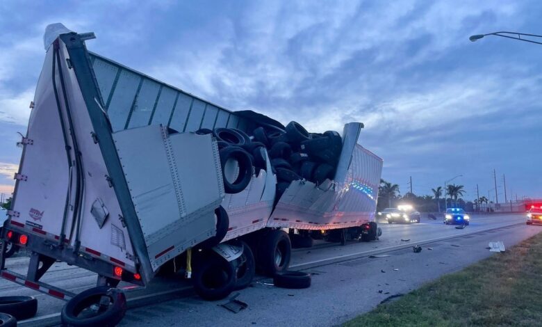 Semi-truck crash shuts Florida Turnpike’s all lanes Semi-truck crash shuts Florida Turnpike’s all lanes