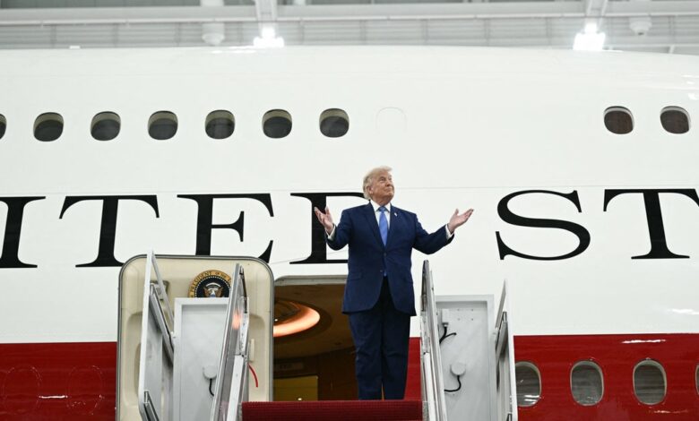 Trump Flies In Qatar Jet as Air Force One Bridge Trump Flies In Qatar Jet as Air Force One Bridge
