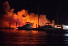 Fire tears through Winthrop yacht club docks overnight