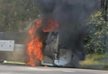 Motor coach bus catches fire on I-95 in N.H.