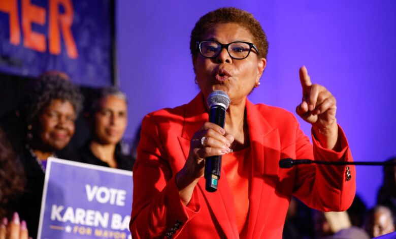 Karen Bass heads to November runoff after Tuesday vote