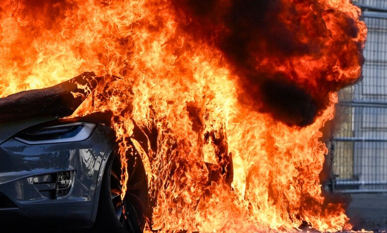 Tesla torched in Geneva as G7 protest turns violent Tesla torched in Geneva as G7 protest turns violent