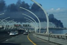 Drone strike blackens St. Petersburg as Putin arrives