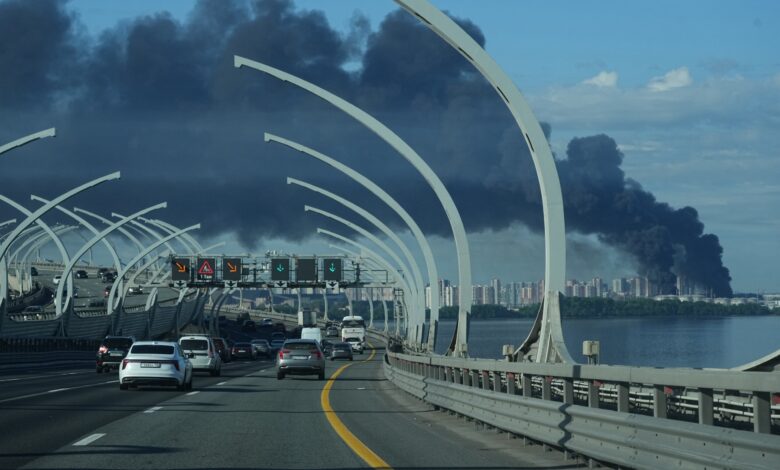Drone strike blackens St. Petersburg as Putin arrives