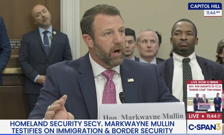 Markwayne Mullin Grips Stress Ball During DeLauro Clash