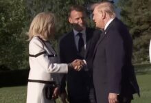 Trump’s G7 handshake with Brigitte Macron turns awkward