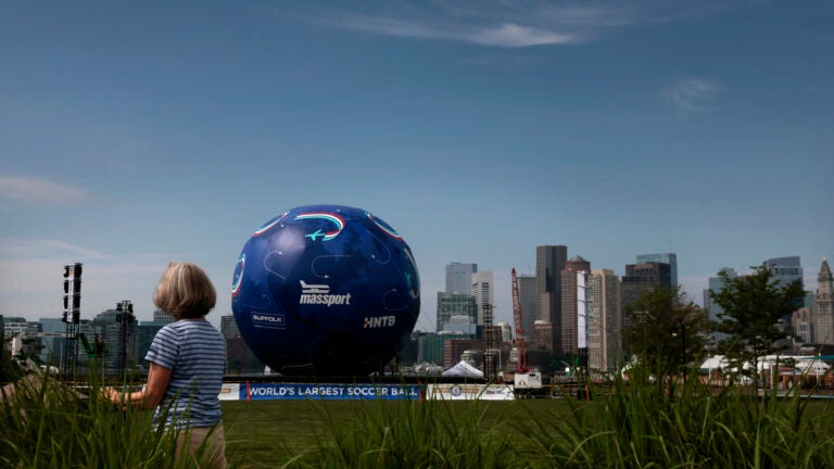 Massport unveils 47.9-foot soccer ball record