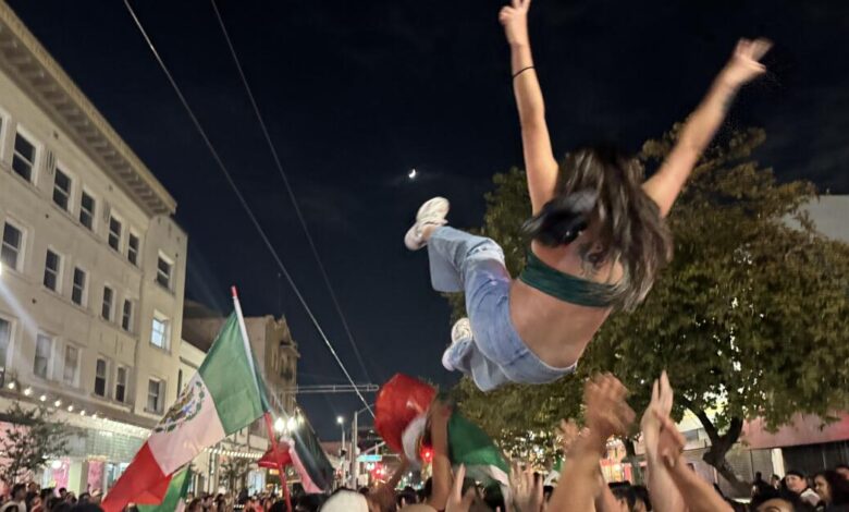 Mexico fans flood Fourth Street as raids fade